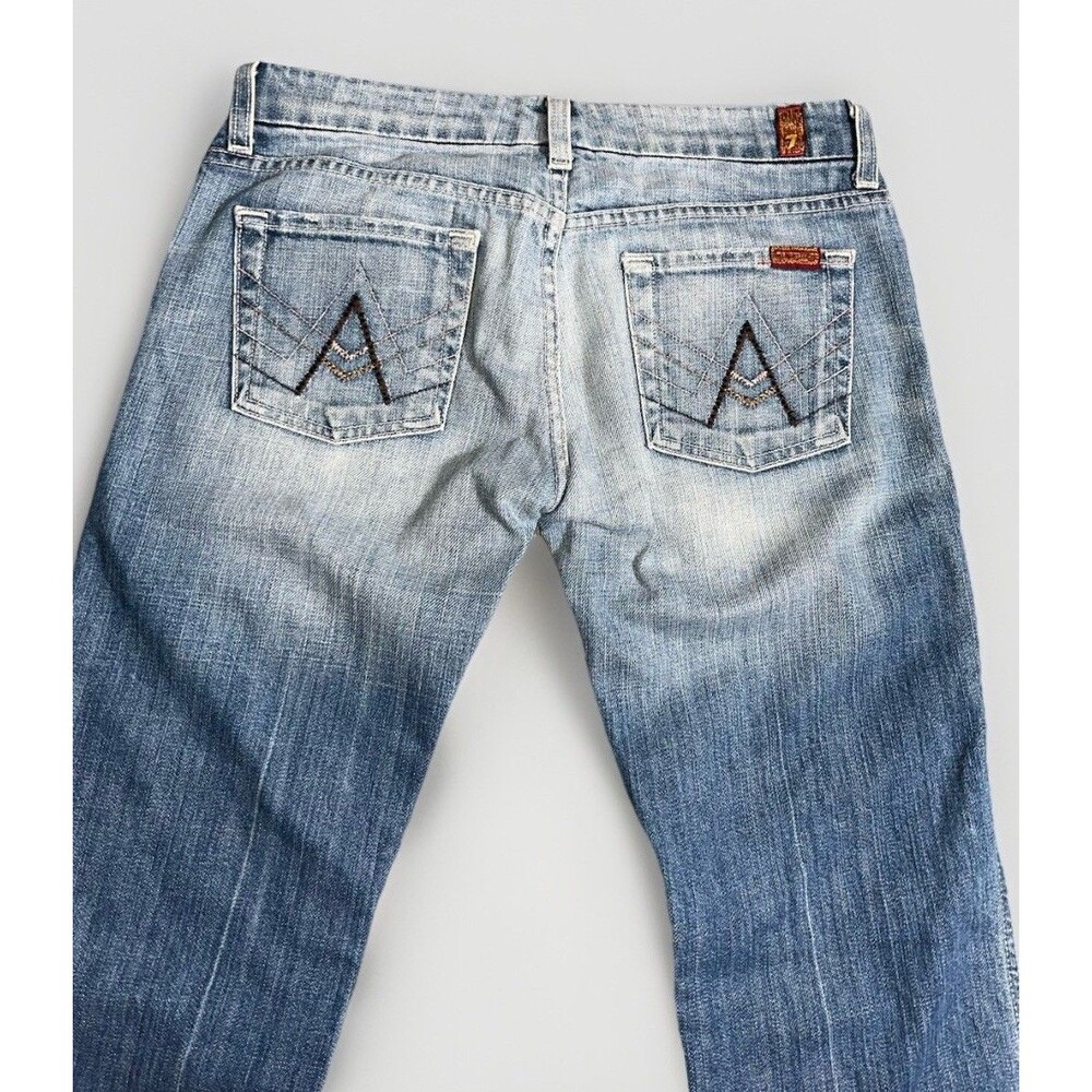 7 For All Mankind Jeans Womens 26 Light Wash Flare Low Rise Stretch Denim Y2K